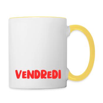 lundi ressenti vendredi - humour - Mug contrasté - blanc/jaune - Droite