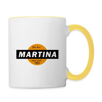 Martina Jahrgang 83 - Tasse zweifarbig - Weiß/Gelb - Rechts