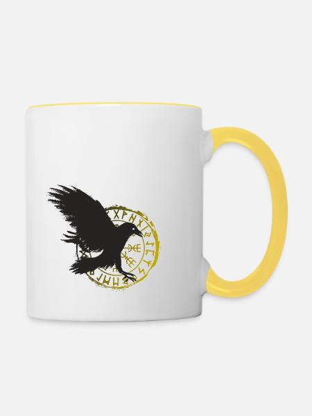 Rabe - Tasse zweifarbig - Weiß/Gelb