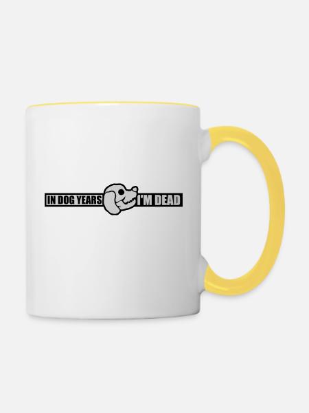 in dog years Dead - Tasse zweifarbig - Weiß/Gelb