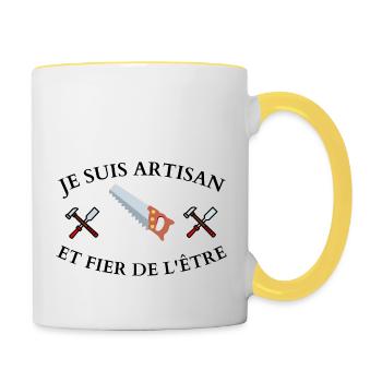 JE SUIS ARTISAN ET FIER DE L'ETRE - Mug contrasté - blanc/jaune - Droite
