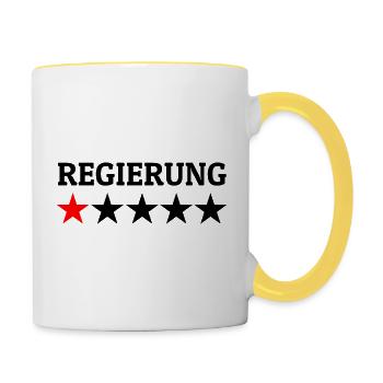 Regierung 1 Stern Bewertung - Tasse zweifarbig - Weiß/Gelb - Rechts