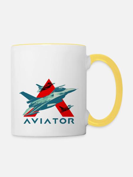 Aviator F-16 Fighting Falcon - Tasse zweifarbig - Weiß/Gelb
