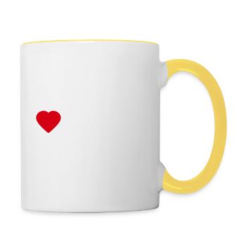 LOVE PEACE & HÜ - Tasse zweifarbig - Weiß/Gelb - Rechts