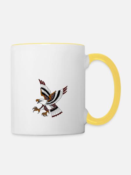 Old school eagle - Tasse zweifarbig - Weiß/Gelb