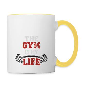 The gym is my life - Contrasting Mug - white/yellow - Right