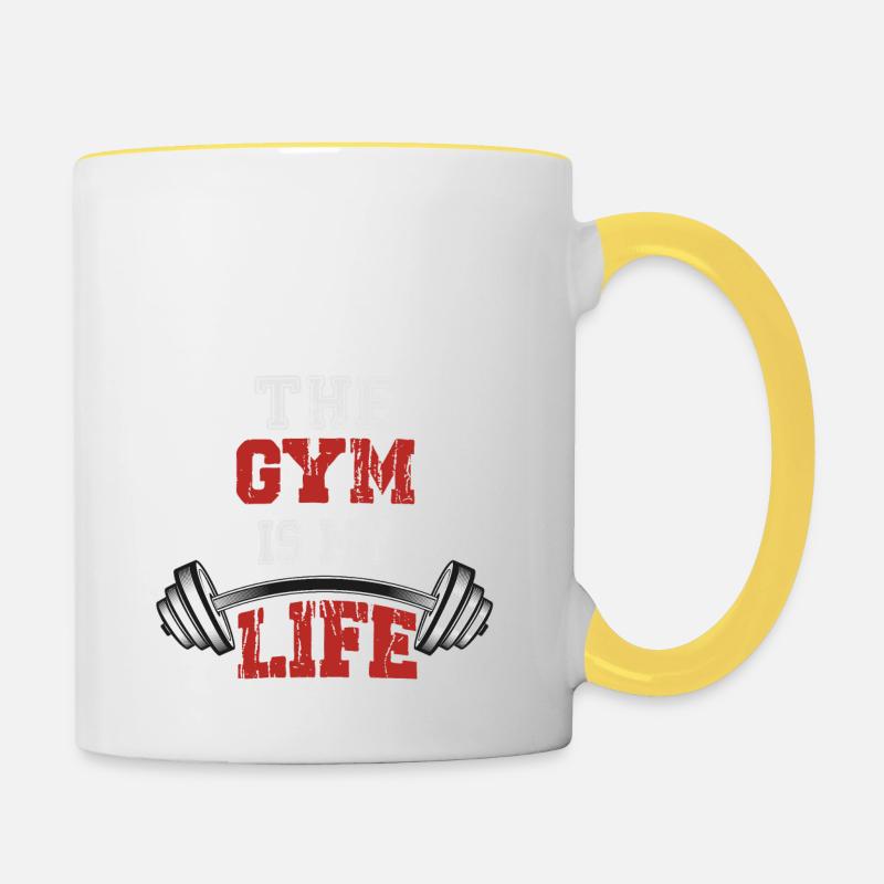Le gymnase est ma vie - Mug contrasté - blanc/jaune