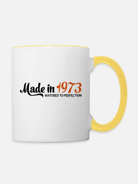 Made in 1973 - Tasse zweifarbig - Weiß/Gelb