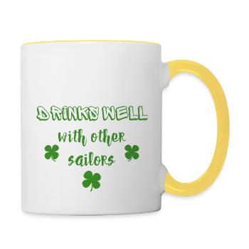Drink well with other sailors beer lovers - Mug contrasté - blanc/jaune - Droite