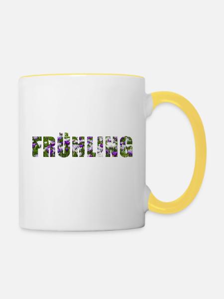 Frühling - Tasse zweifarbig - Weiß/Gelb