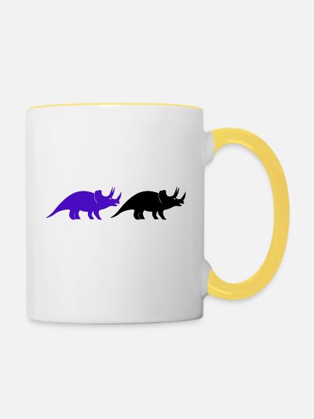 Triceratops - Tasse zweifarbig - Weiß/Gelb