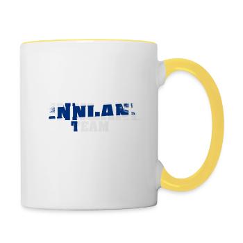 Finnland Crew Flagge Urlaub Geschenk - Tasse zweifarbig - Weiß/Gelb - Rechts