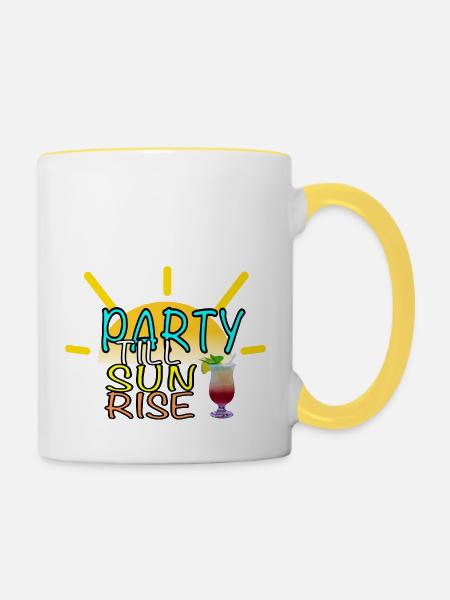 Party Till Sunrise - Tasse zweifarbig - Weiß/Gelb