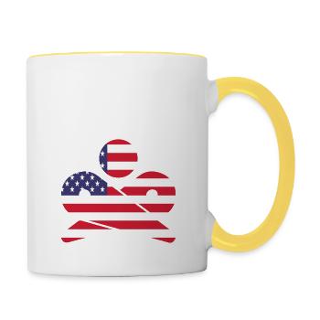 Retro pinball machine USA American flag - Contrasting Mug - white/yellow - Right