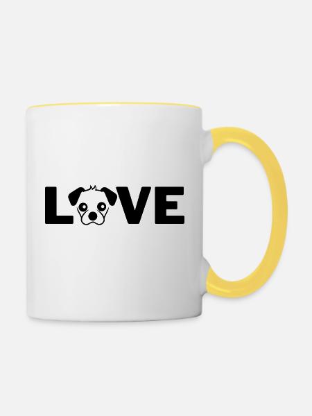 Hundeliebe - Tasse zweifarbig - Weiß/Gelb