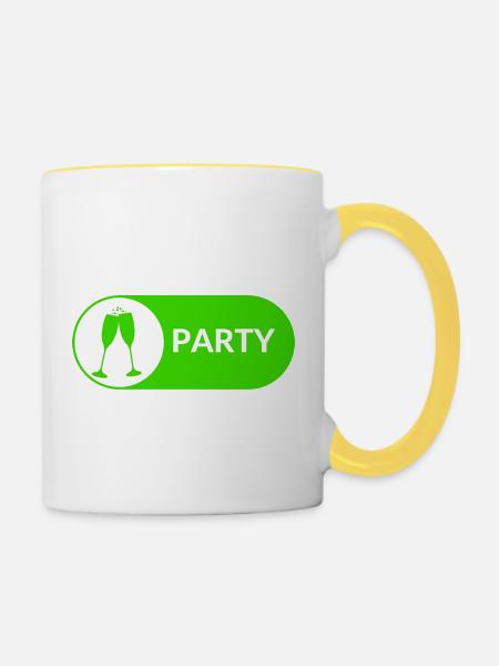 Party-Button - Tasse zweifarbig - Weiß/Gelb