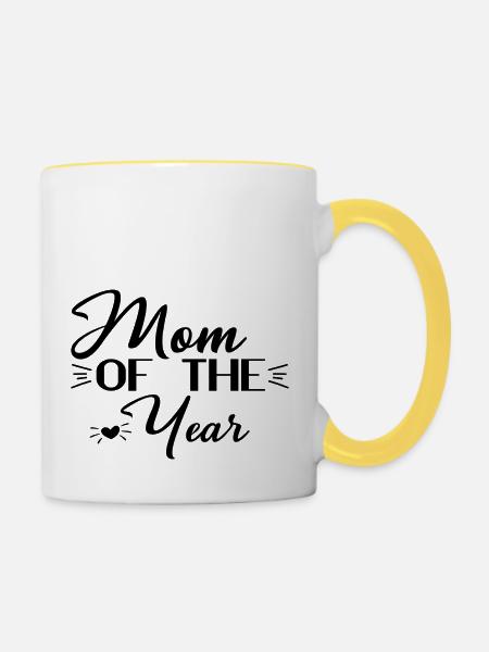 Mom Of The Year - Tasse zweifarbig - Weiß/Gelb