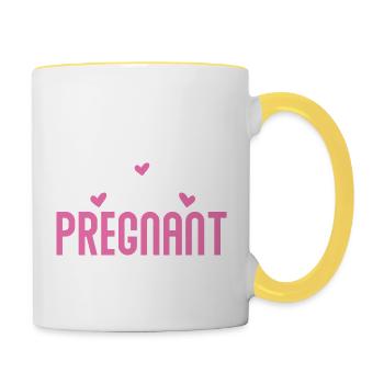 Yes, i am pregnant - Tasse zweifarbig - Weiß/Gelb - Rechts