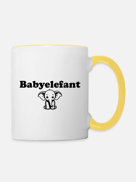 Babyelefant - Tasse zweifarbig - Weiß/Gelb