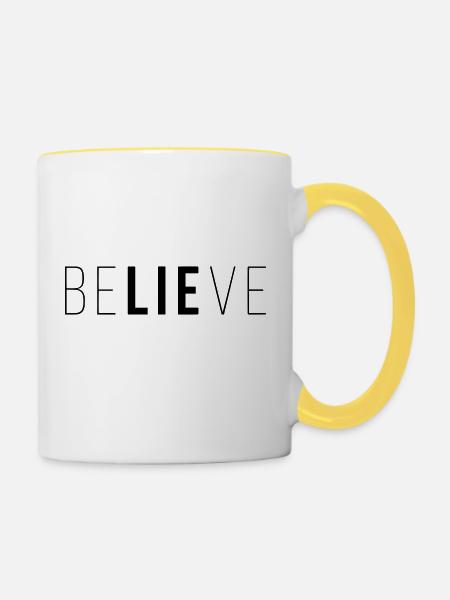glauben - Tasse zweifarbig - Weiß/Gelb