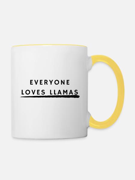 Everyone love Lamas - Tasse zweifarbig - Weiß/Gelb
