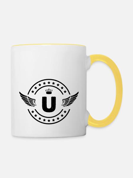 wappen u - Tasse zweifarbig - Weiß/Gelb