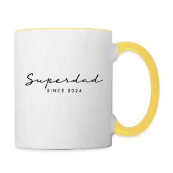 Superdad 24 Vater Baby Papa 2024 - Tasse zweifarbig - Weiß/Gelb - Rechts