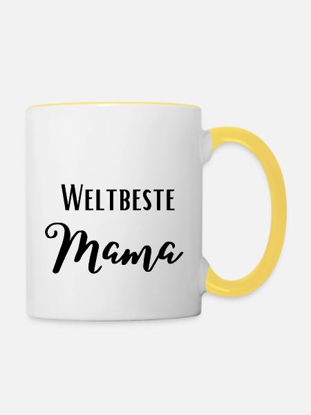 Weltbeste Mama - Tasse zweifarbig - Weiß/Gelb