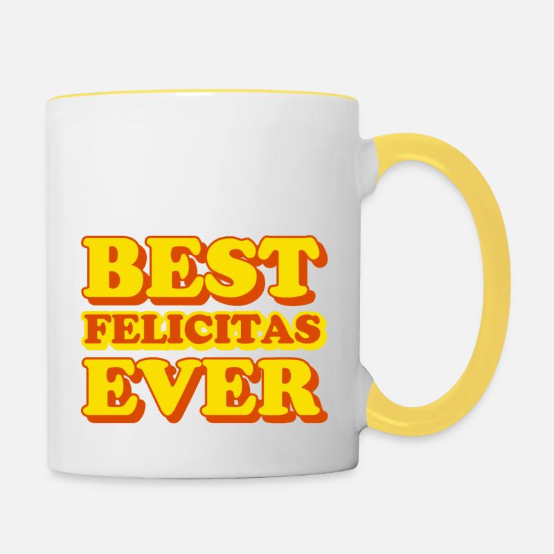 Felicitas First Name Funny Gift - Contrasting Mug - white/yellow