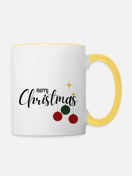 Merry Christmas - Tasse zweifarbig - Weiß/Gelb