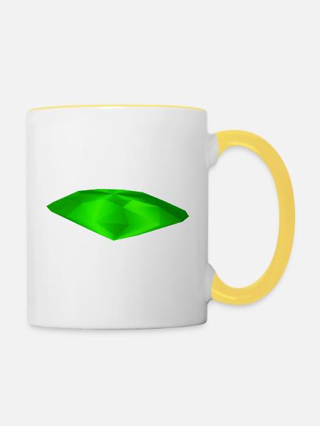 Grüner Edelstein - Tasse zweifarbig - Weiß/Gelb