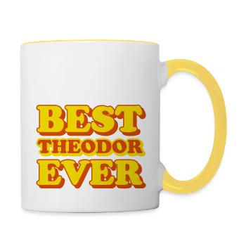 Theodor First Name Funny Gift - Contrasting Mug - white/yellow - Right