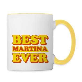 Martina prénom drôle cadeau - Mug contrasté - blanc/jaune - Droite