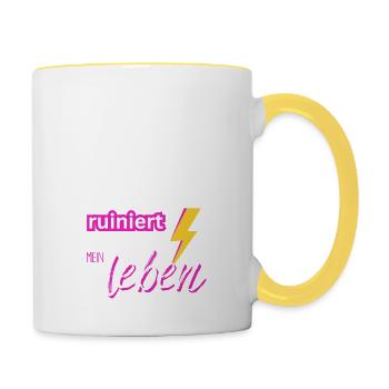 Die Realität ruiniert mir echt das Leben! Spruch - Tasse zweifarbig - Weiß/Gelb - Rechts