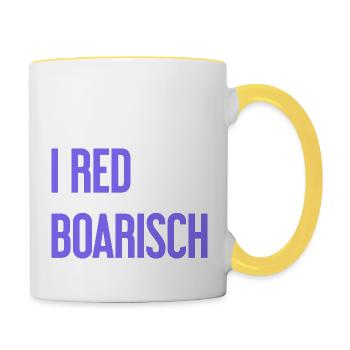 I red boarisch - Tasse zweifarbig - Weiß/Gelb - Rechts