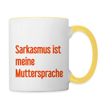 Sarcasme Pro - Mug contrasté - blanc/jaune - Droite