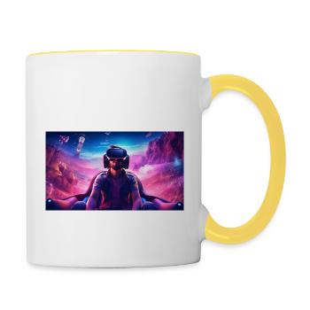 Galaktische Visionen: Der Weltraumpilot der Zukunf - Tasse zweifarbig - Weiß/Gelb - Rechts