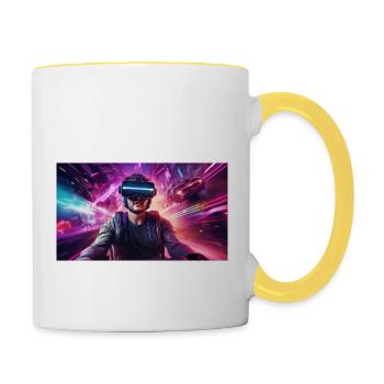 Galaktische Visionen Der Weltraumpilot der Zukunft - Tasse zweifarbig - Weiß/Gelb - Rechts
