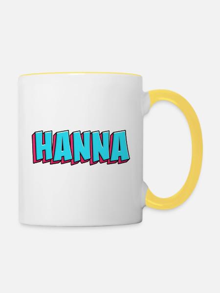Namen Motiv: Hanna - Tasse zweifarbig - Weiß/Gelb