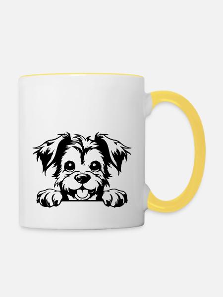 Terrier - Tasse zweifarbig - Weiß/Gelb