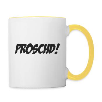 Proschd schwarz - Tasse zweifarbig - Weiß/Gelb - Rechts