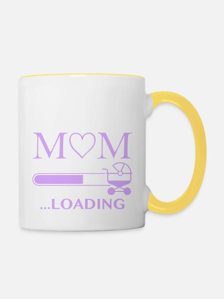mom loading - Tasse zweifarbig - Weiß/Gelb