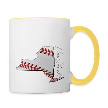 New York (United States) | real baseball | Map Scpt - Contrasting Mug - white/yellow - Right