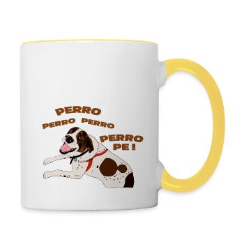 Chiot Morris IV blanc et brun - Mug contrasté - blanc/jaune - Droite