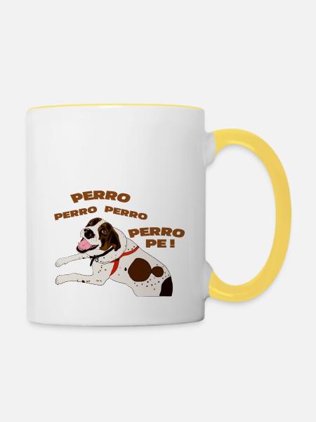 Morris IV white and brown puppy - Contrasting Mug - white/yellow