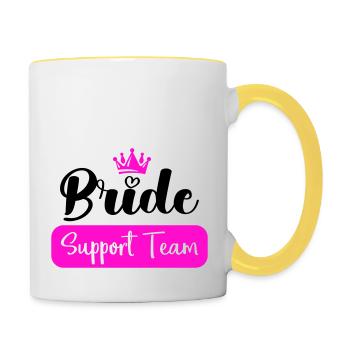bride support team - Tasse zweifarbig - Weiß/Gelb - Rechts