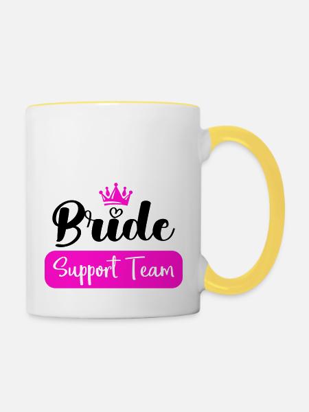 bride support team - Tasse zweifarbig - Weiß/Gelb