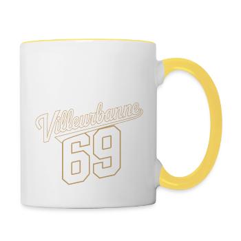 Villeurbanne 69 - Mug contrasté - blanc/jaune - Droite