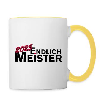 Endlich Meister 2025 Meisterschaft - Tasse zweifarbig - Weiß/Gelb - Rechts