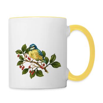 Bunter Vogel - Tasse zweifarbig - Weiß/Gelb - Rechts